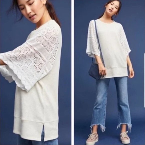 Anthropologie Akemi + kin crochet knit short sleeve top small - Picture 1 of 8